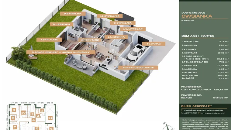 Rzut - Dom na sprzedaż 5 pokoi o powierzchni 125,84 m² - numer A1 w Dobre Miejsce Owsianka