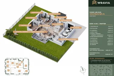 Rzut - Dom na sprzedaż 5 pokoi o powierzchni 125,84 m² - numer A3 w Dobre Miejsce Owsianka