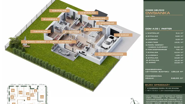 Rzut - Dom na sprzedaż 5 pokoi o powierzchni 125,84 m² - numer A3 w Dobre Miejsce Owsianka