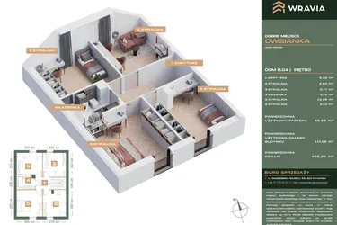 Rzut - Dom na sprzedaż 5 pokoi o powierzchni 117,09 m² - numer B4 w Dobre Miejsce Owsianka