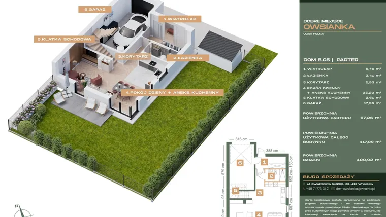 Rzut - Dom na sprzedaż 5 pokoi o powierzchni 117,09 m² - numer B5 w Dobre Miejsce Owsianka