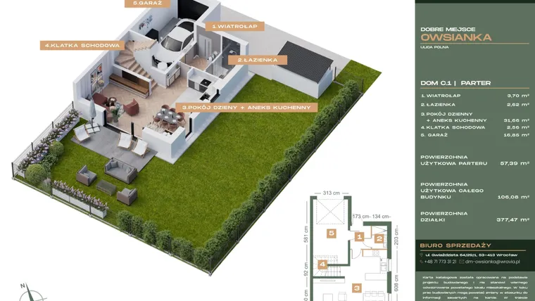 Rzut - Dom na sprzedaż 5 pokoi o powierzchni 104,85 m² - numer C1 w Dobre Miejsce Owsianka