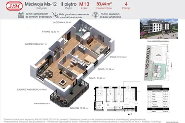 Rzut - Mieszkanie na sprzedaż 4 pokoje o powierzchni 80,44 m² - numer 13 w Mściwoja MS-12
