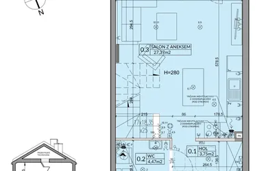 Rzut - Dom na sprzedaż 3 pokoje o powierzchni 72,53 m² - numer 46B w Nova Magdalenka 7 etap IX-XII