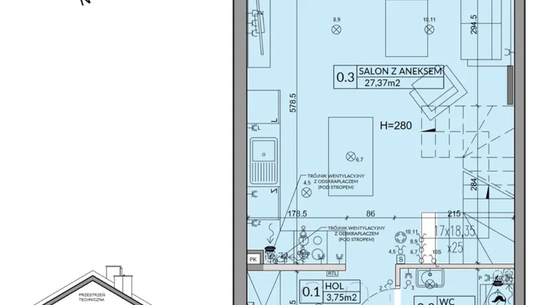 Rzut - Dom na sprzedaż 3 pokoje o powierzchni 72,53 m² - numer 49A w Nova Magdalenka 7 etap IX-XII