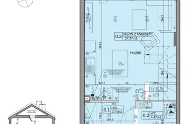 Rzut - Dom na sprzedaż 3 pokoje o powierzchni 72,53 m² - numer 51A w Nova Magdalenka 7 etap IX-XII