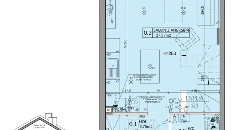 Rzut - Dom na sprzedaż 3 pokoje o powierzchni 72,53 m² - numer 51A w Nova Magdalenka 7 etap IX-XII