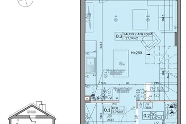 Rzut - Dom na sprzedaż 3 pokoje o powierzchni 72,53 m² - numer 70A w Nova Magdalenka 7 etap IX-XII