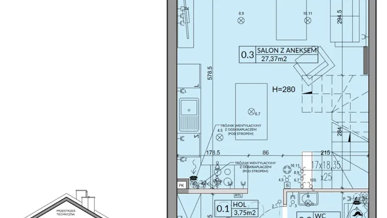 Rzut - Dom na sprzedaż 3 pokoje o powierzchni 72,53 m² - numer 70A w Nova Magdalenka 7 etap IX-XII