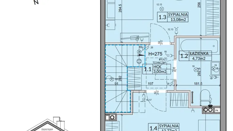Rzut - Dom na sprzedaż 3 pokoje o powierzchni 72,53 m² - numer 74B w Nova Magdalenka 7 etap IX-XII