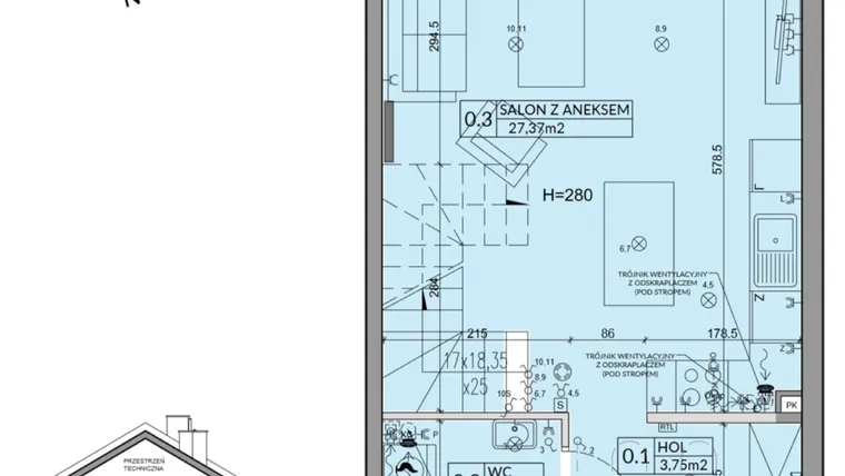 Rzut - Dom na sprzedaż 3 pokoje o powierzchni 72,53 m² - numer 75B w Nova Magdalenka 7 etap IX-XII