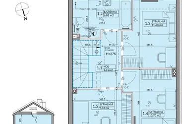Rzut - Dom na sprzedaż 5 pokoi o powierzchni 92,39 m² - numer 79B w Nova Magdalenka 7 etap IX-XII