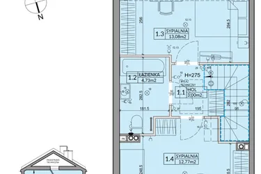 Rzut - Dom na sprzedaż 3 pokoje o powierzchni 72,53 m² - numer 78B w Nova Magdalenka 7 etap IX-XII