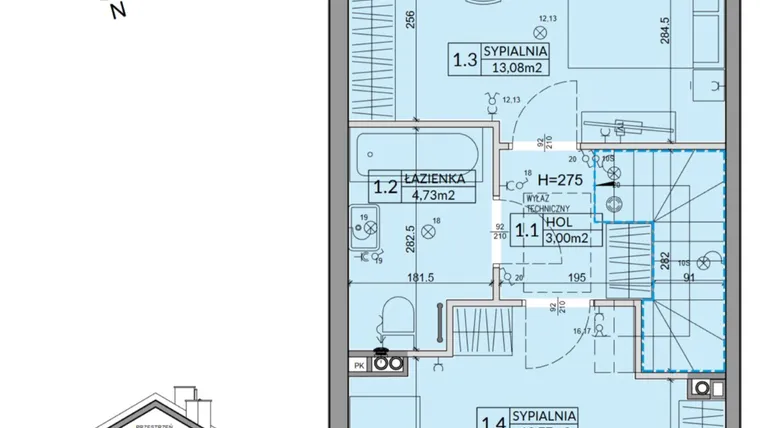 Rzut - Dom na sprzedaż 3 pokoje o powierzchni 72,53 m² - numer 78B w Nova Magdalenka 7 etap IX-XII