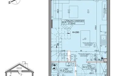 Rzut - Dom na sprzedaż 3 pokoje o powierzchni 72,53 m² - numer 83B w Nova Magdalenka 7 etap IX-XII