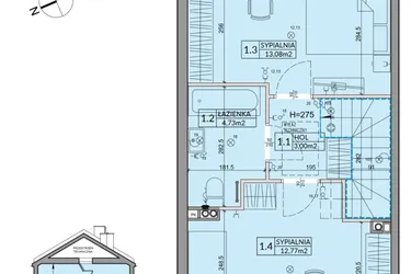 Rzut - Dom na sprzedaż 3 pokoje o powierzchni 72,53 m² - numer 82A w Nova Magdalenka 7 etap IX-XII