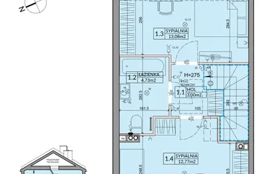 Rzut - Dom na sprzedaż 3 pokoje o powierzchni 72,53 m² - numer 84A w Nova Magdalenka 7 etap IX-XII