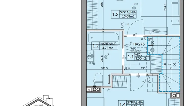 Rzut - Dom na sprzedaż 3 pokoje o powierzchni 72,53 m² - numer 84A w Nova Magdalenka 7 etap IX-XII