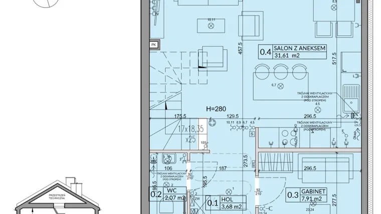 Rzut - Dom na sprzedaż 5 pokoi o powierzchni 92,39 m² - numer 89A w Nova Magdalenka 7 etap IX-XII