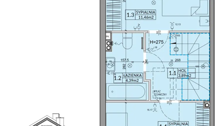 Rzut - Dom na sprzedaż 3 pokoje o powierzchni 65,67 m² - numer 93A w Nova Magdalenka 7 etap IX-XII