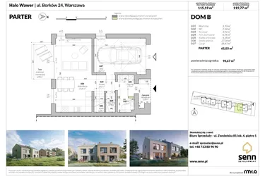 Rzut - Dom na sprzedaż 5 pokoi o powierzchni 119,77 m² - numer B w Osiedle Halo Wawer