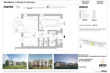 Rzut - Dom na sprzedaż 5 pokoi o powierzchni 119,77 m² - numer D w Osiedle Halo Wawer