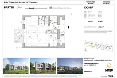 Rzut - Dom na sprzedaż 5 pokoi o powierzchni 102,97 m² - numer F w Osiedle Halo Wawer