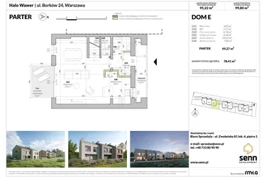 Rzut - Dom na sprzedaż 5 pokoi o powierzchni 99,8 m² - numer E w Osiedle Halo Wawer