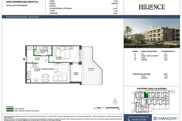 Rzut - Mieszkanie na sprzedaż 2 pokoje o powierzchni 43,41 m² - numer C-03 w Hillence etap 3