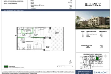 Rzut - Mieszkanie na sprzedaż 2 pokoje o powierzchni 43,41 m² - numer C-07 w Hillence etap 3