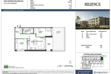 Rzut - Mieszkanie na sprzedaż 3 pokoje o powierzchni 46,93 m² - numer C-09 w Hillence etap 3