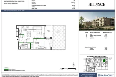 Rzut - Mieszkanie na sprzedaż 2 pokoje o powierzchni 40,8 m² - numer C-08 w Hillence etap 3