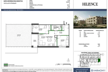 Rzut - Mieszkanie na sprzedaż 3 pokoje o powierzchni 48,64 m² - numer C-10 w Hillence etap 3