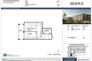 Rzut - Mieszkanie na sprzedaż 2 pokoje o powierzchni 39,7 m² - numer C-16 w Hillence etap 3