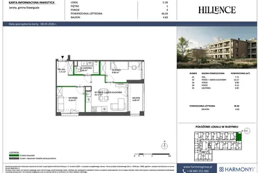 Rzut - Mieszkanie na sprzedaż 3 pokoje o powierzchni 46,93 m² - numer C-26 w Hillence etap 3