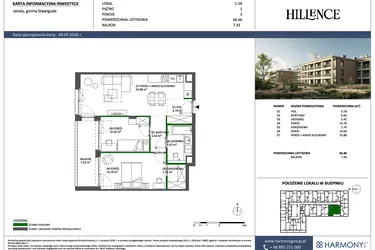 Rzut - Mieszkanie na sprzedaż 3 pokoje o powierzchni 66,46 m² - numer C-28 w Hillence etap 3