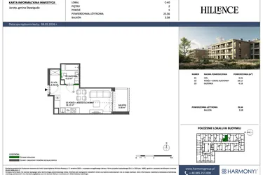 Rzut - Mieszkanie na sprzedaż 1 pokój o powierzchni 25,66 m² - numer C-40 w Hillence etap 3