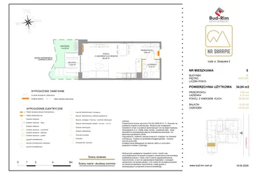 Rzut - Mieszkanie na sprzedaż 1 pokój o powierzchni 34,04 m² - numer B5 w Na Skarpie bud. B