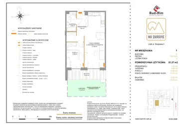Rzut - Mieszkanie na sprzedaż 2 pokoje o powierzchni 51,37 m² - numer B7 w Na Skarpie bud. B
