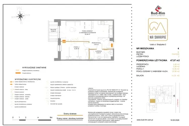 Rzut - Mieszkanie na sprzedaż 2 pokoje o powierzchni 47,97 m² - numer B4 w Na Skarpie bud. B
