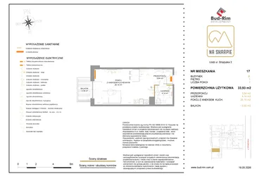 Rzut - Mieszkanie na sprzedaż 1 pokój o powierzchni 33,93 m² - numer B17 w Na Skarpie bud. B