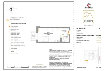Rzut - Mieszkanie na sprzedaż 1 pokój o powierzchni 33,72 m² - numer B29 w Na Skarpie bud. B