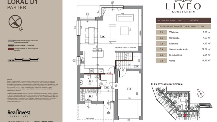 Rzut - Dom na sprzedaż 5 pokoi o powierzchni 160,66 m² - numer D1 w Liveo Konstancin
