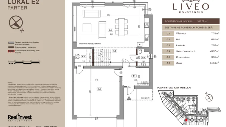 Rzut - Dom na sprzedaż 5 pokoi o powierzchni 185,22 m² - numer E2 w Liveo Konstancin