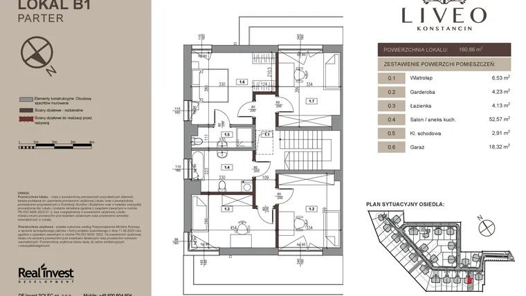 Rzut - Dom na sprzedaż 5 pokoi o powierzchni 160,66 m² - numer B1 w Liveo Konstancin