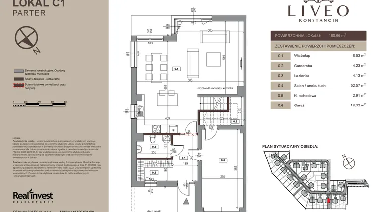 Rzut - Dom na sprzedaż 5 pokoi o powierzchni 160,66 m² - numer C1 w Liveo Konstancin