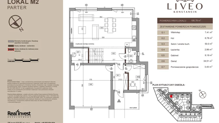 Rzut - Dom na sprzedaż 5 pokoi o powierzchni 195,78 m² - numer M2 w Liveo Konstancin