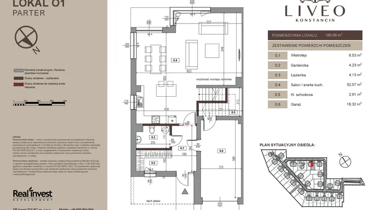 Rzut - Dom na sprzedaż 5 pokoi o powierzchni 160,66 m² - numer O1 w Liveo Konstancin