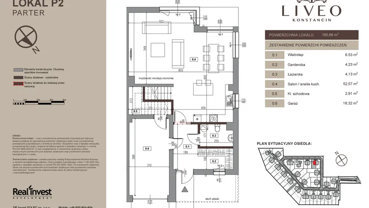 Rzut - Dom na sprzedaż 5 pokoi o powierzchni 160,66 m² - numer P2 w Liveo Konstancin