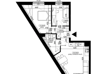 Rzut - Mieszkanie na sprzedaż 3 pokoje o powierzchni 57,91 m² - numer 59 w Ubocze
